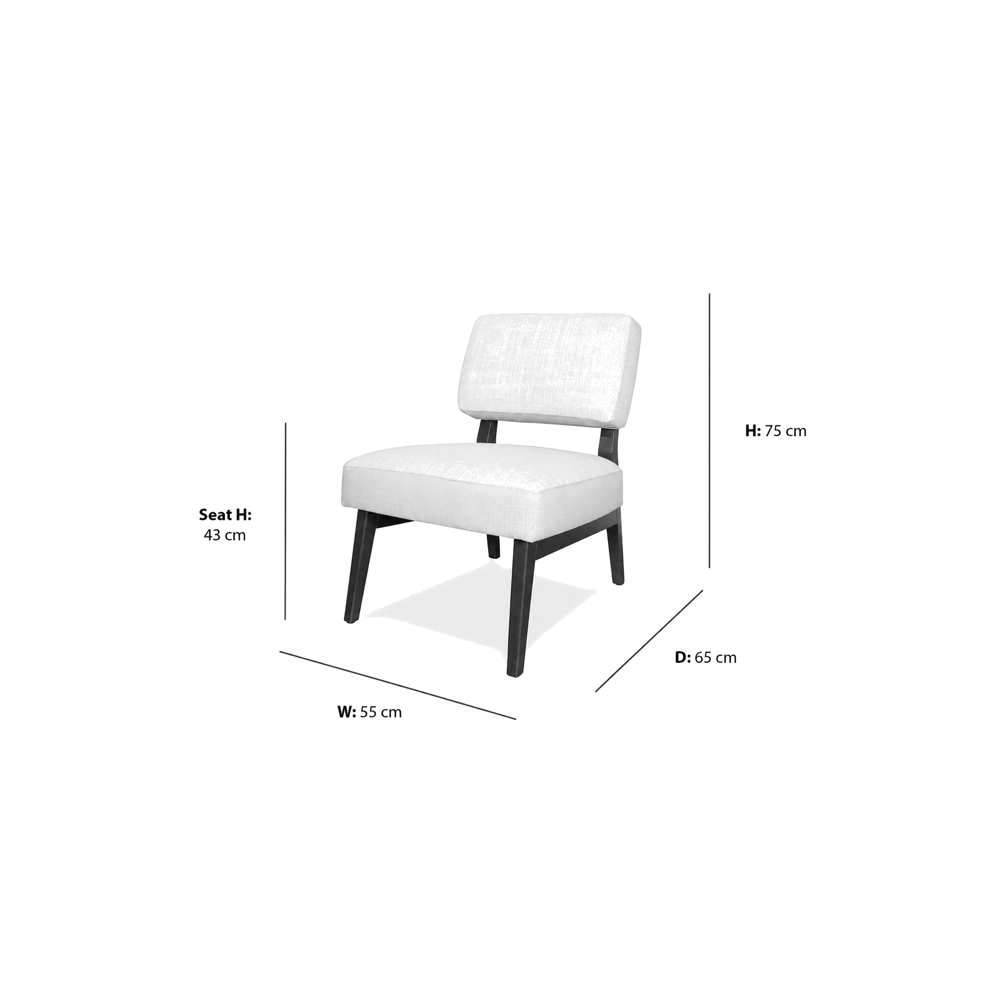 Bowland Armchair dimensions W55 x D65 x Seat H43 x H75 cm