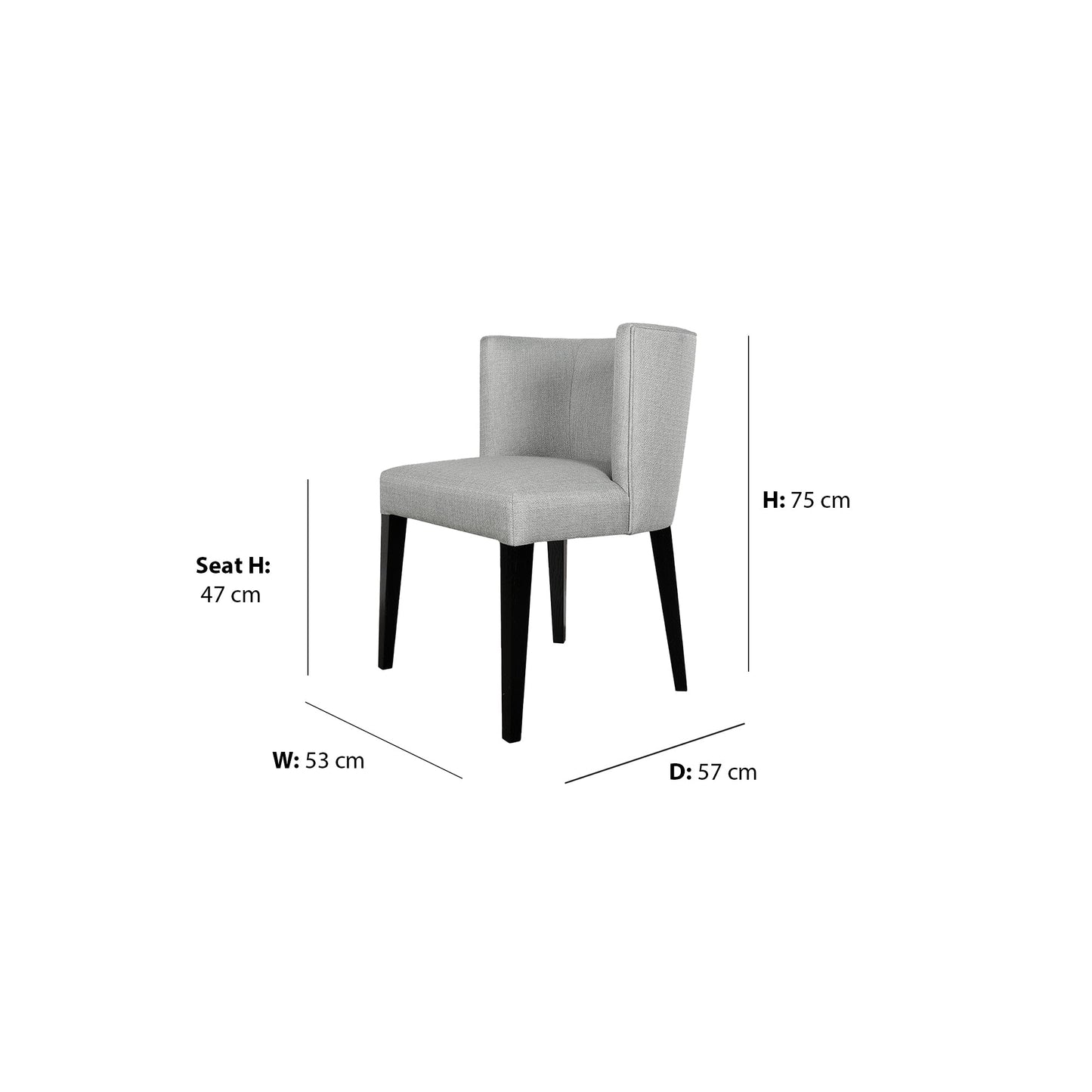Ellidian Dining Chair dimensions W53 x D57 x Seat H47 x H75 cm