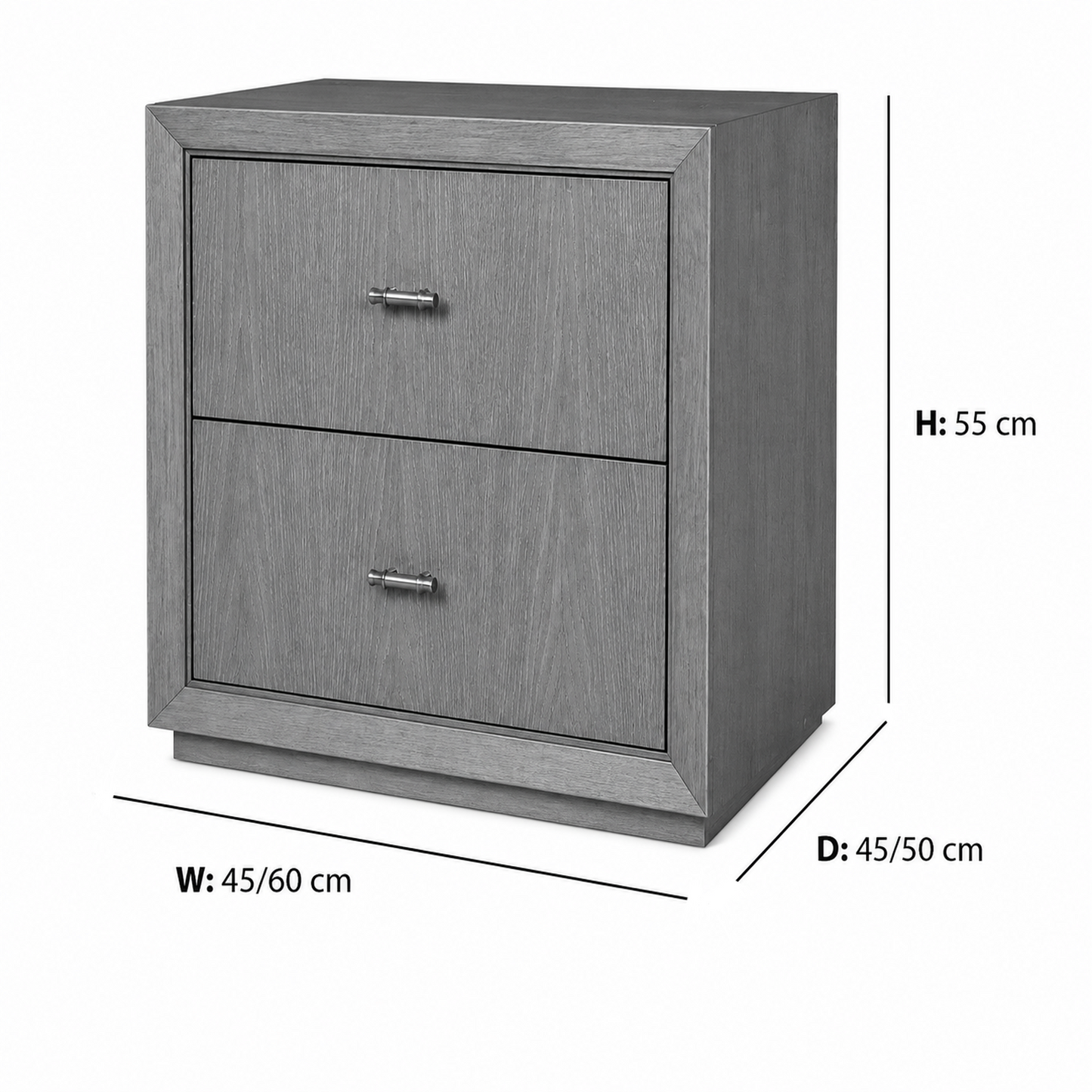 Flax Bedside Table dimensions W45-60 x D45-50 x H55 cm