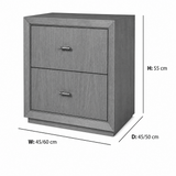 Flax Bedside Table dimensions W45-60 x D45-50 x H55 cm