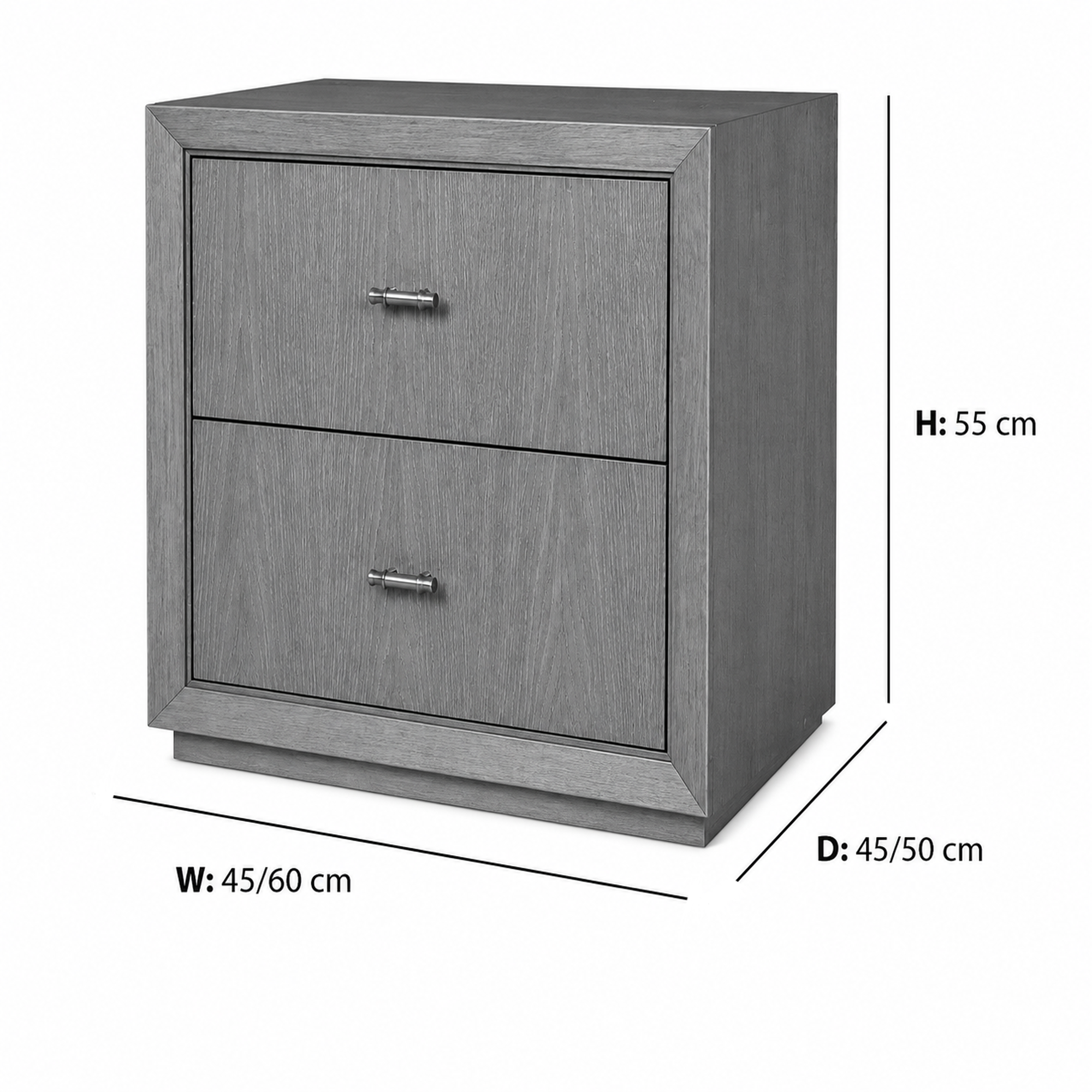 Flax Bedside Table dimensions W45-60 x D45-50 x H55 cm