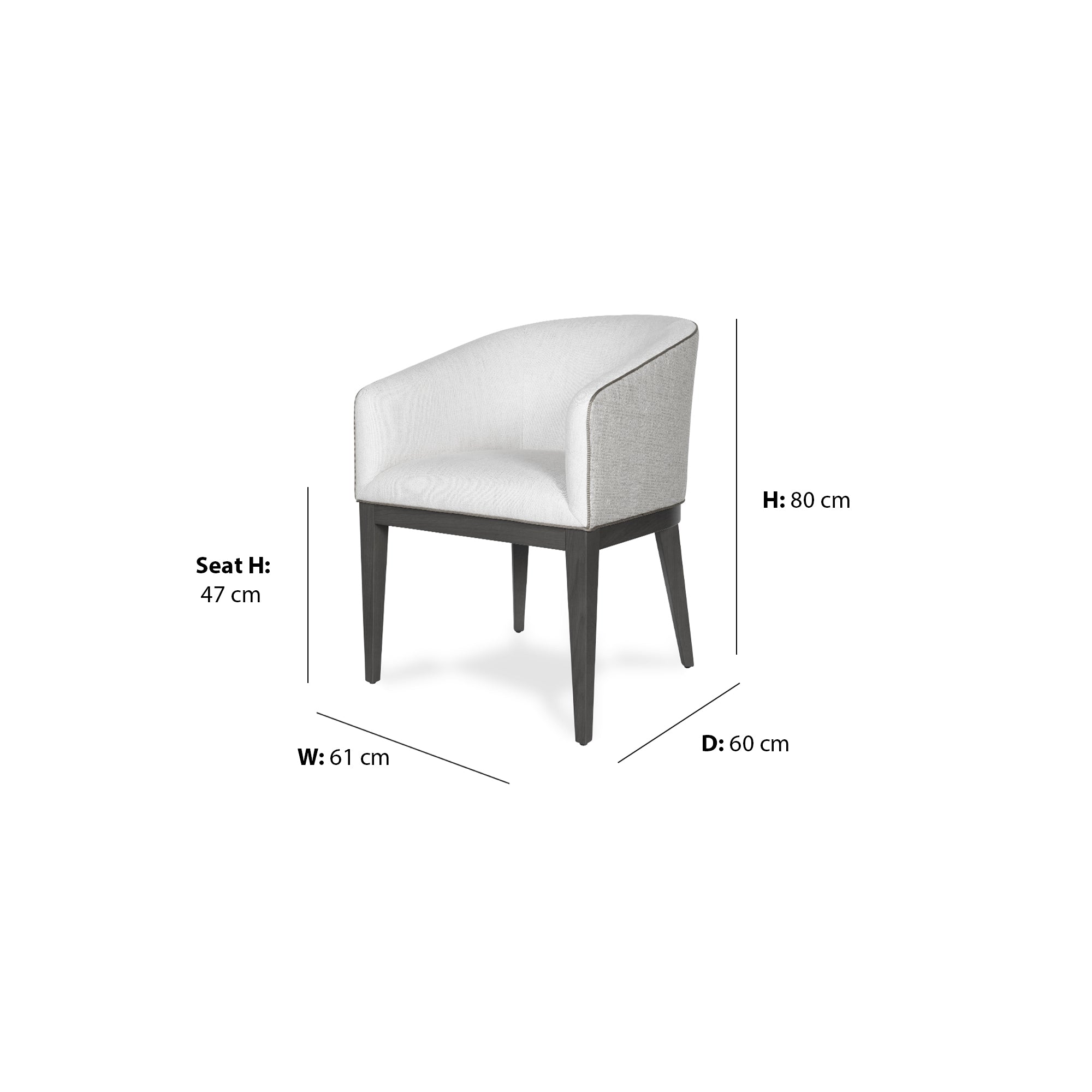 Hampton Dining Chair dimensions W61 x D60 x Seat H47 x H80 cm