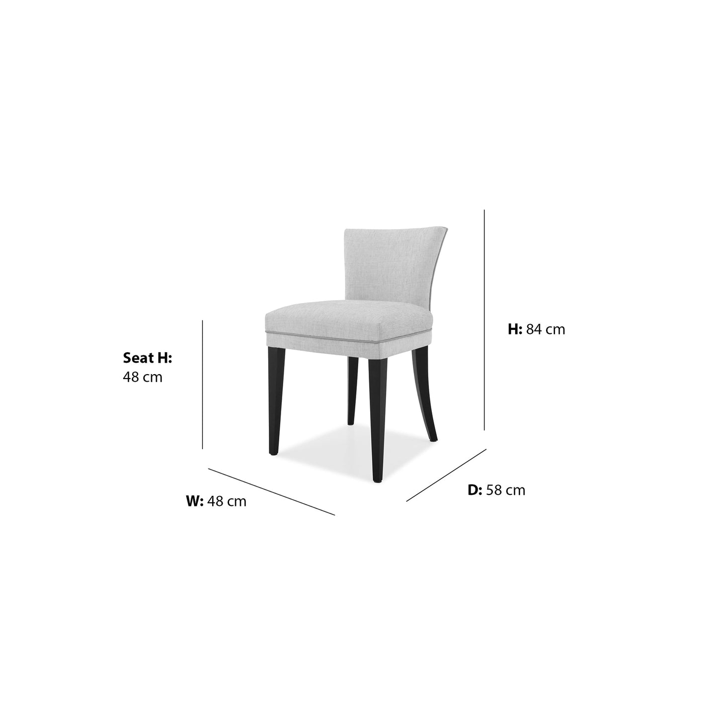 Jefferson Dining Chair dimensions W48 x D58 x Seat H48 x H84 cm