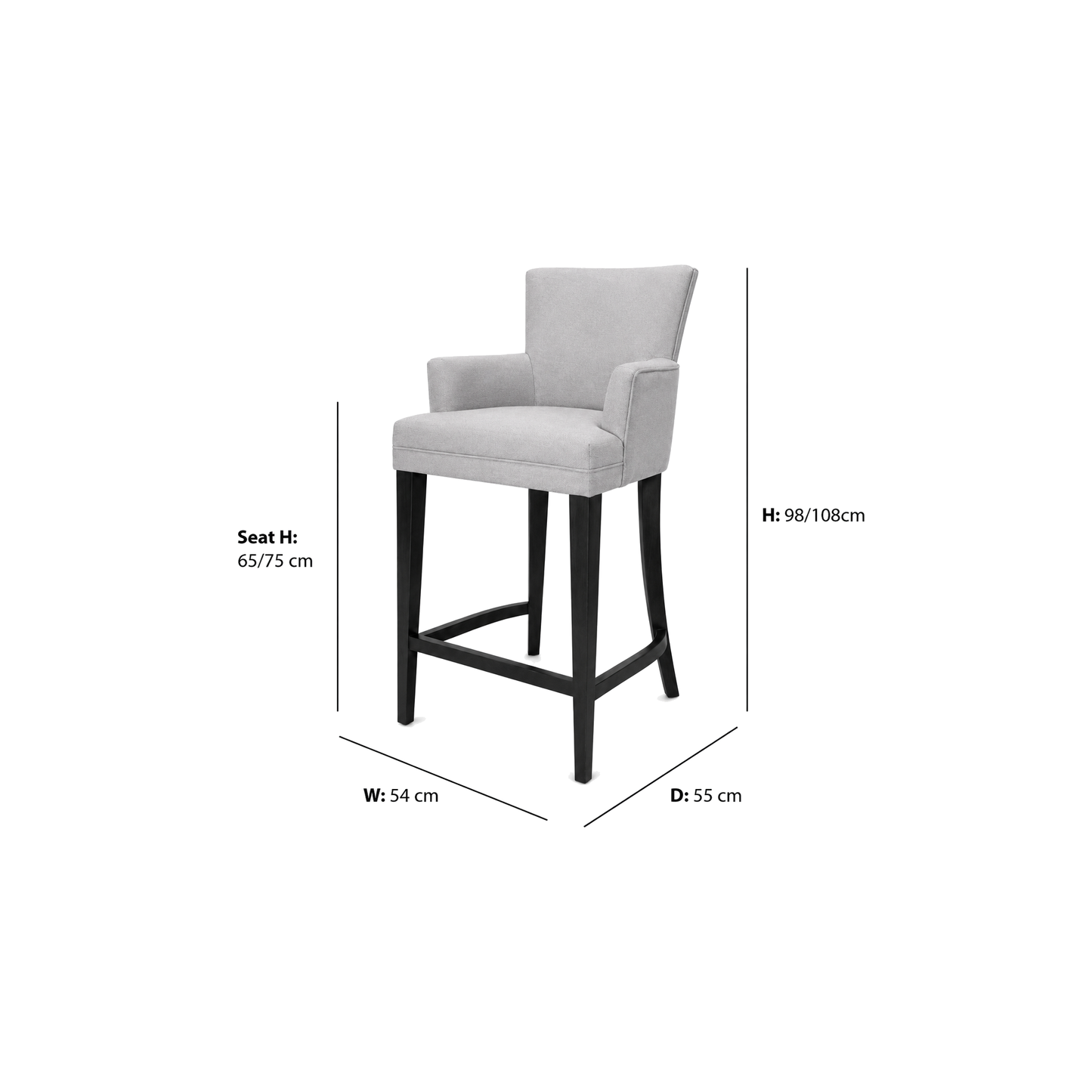 Kartel Bar Stool dimensions W54 x D55 x Seat H65-75 x H98-108 cm