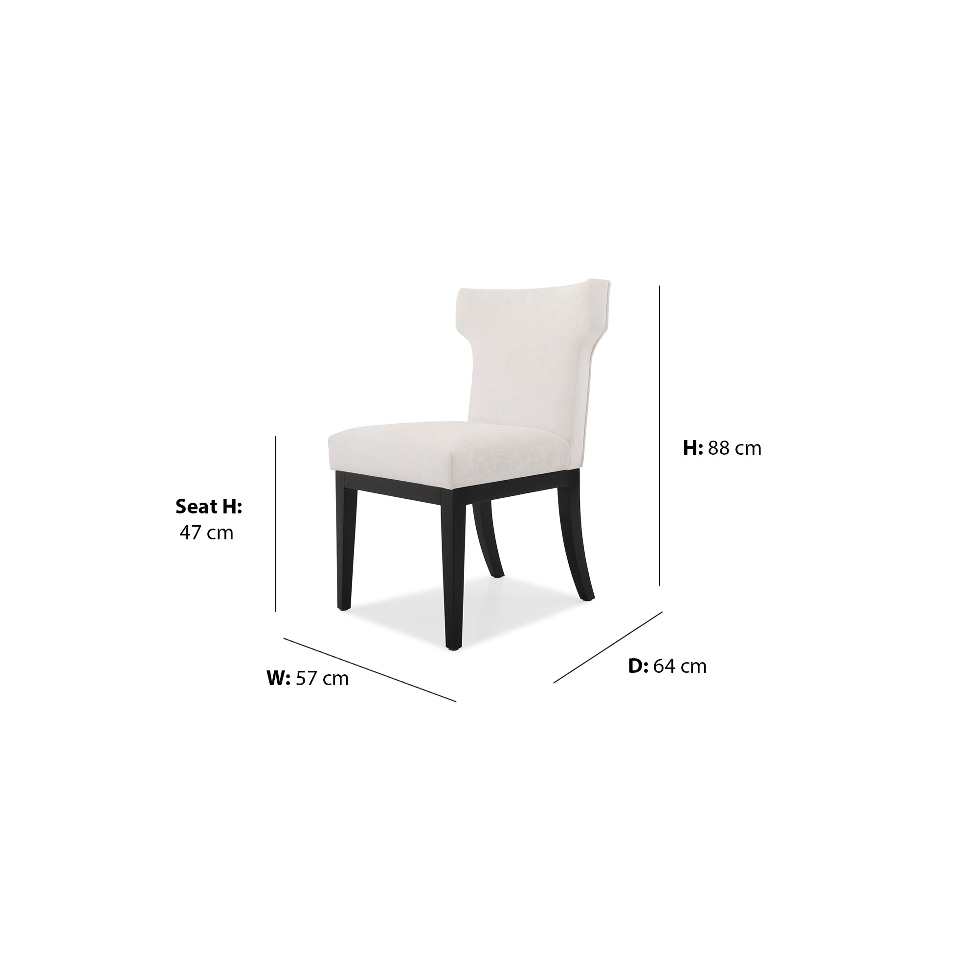 Liverpool Dining Chair dimensions W57 x D64 x Seat H47 x H88 cm