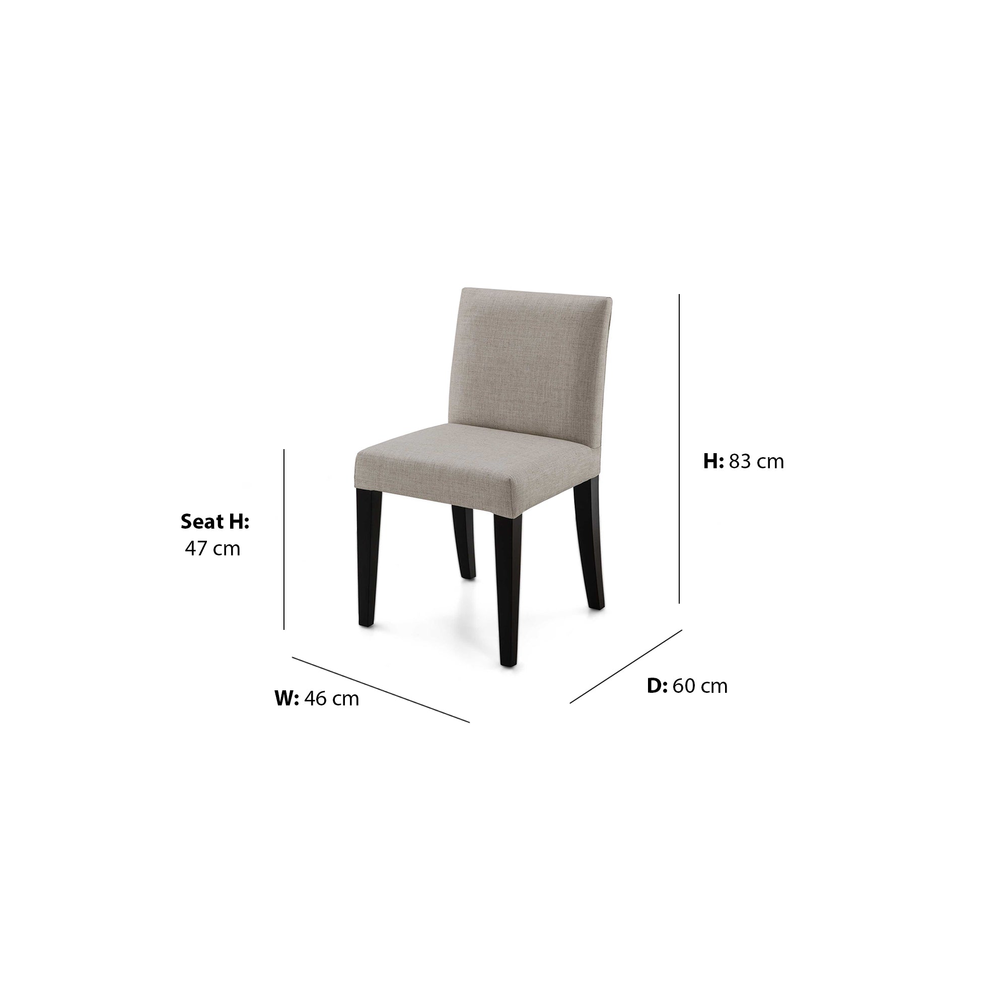 Meade Dining Chair dimensions W46 x D60 x Seat H47 x H83 cm