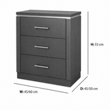 Minossi Bedside Table dimensions W45-60 x D45-50 x H55 cm