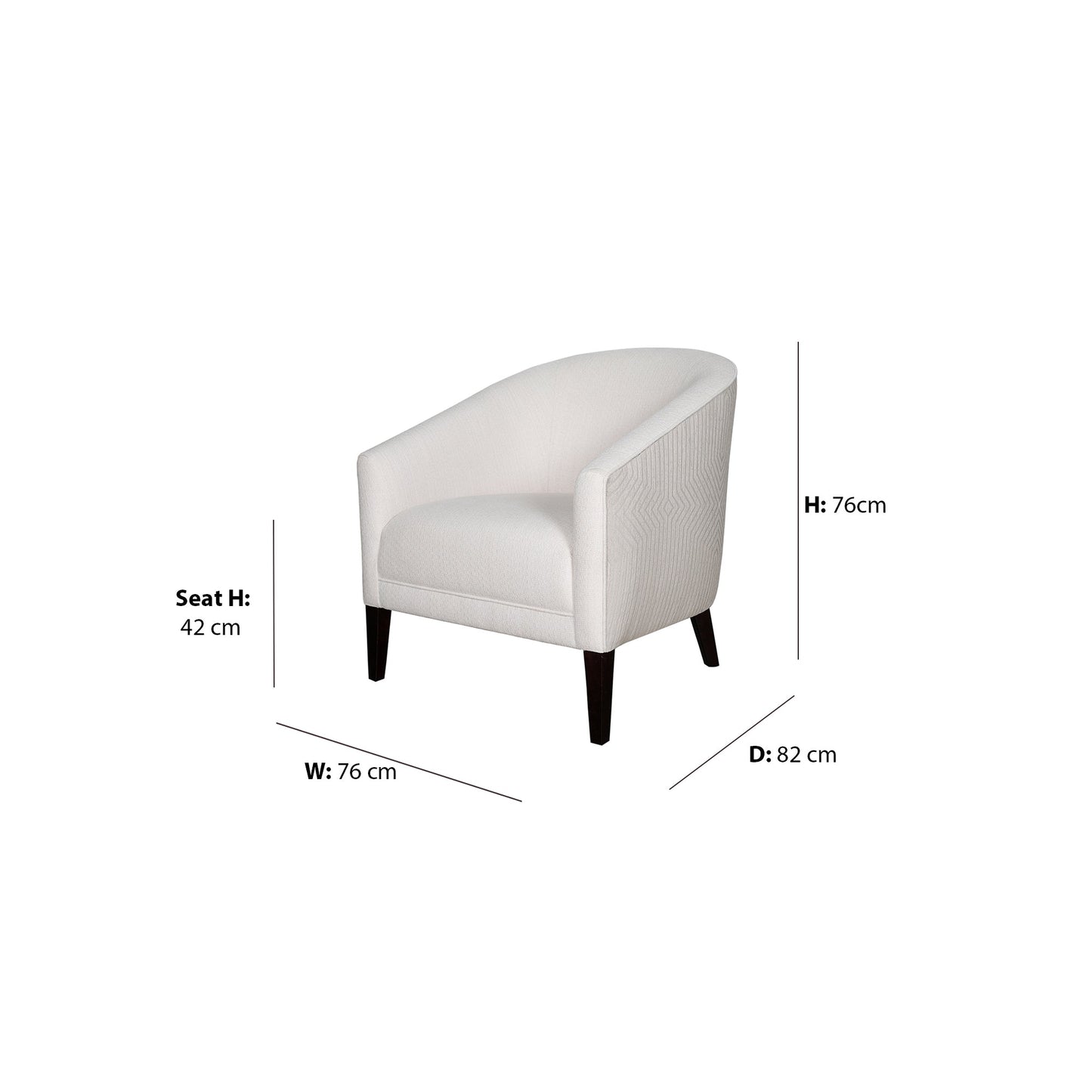 Porto Armchair dimensions W76 x D82 x Seat H42 x H76 cm