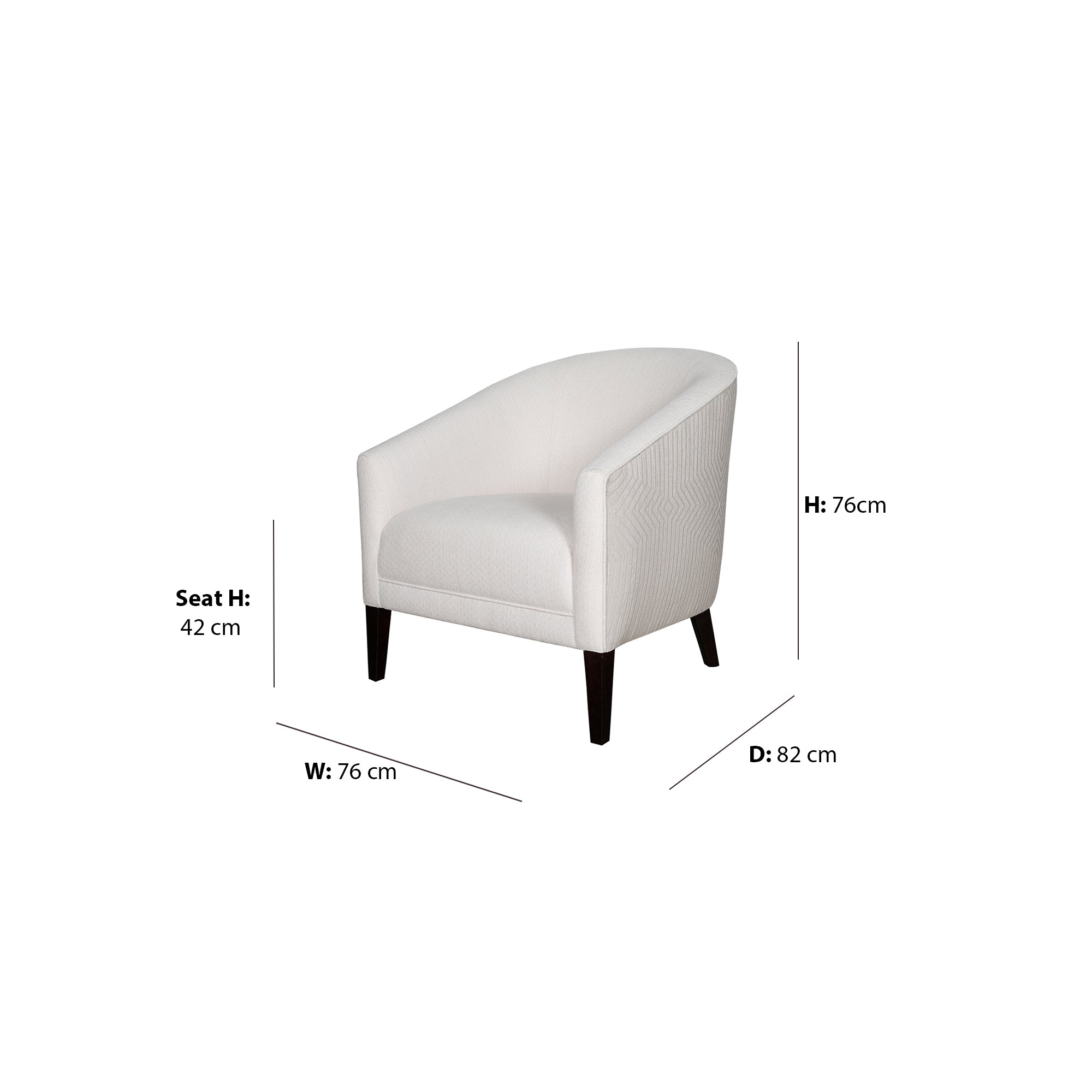 Porto Armchair dimensions W76 x D82 x Seat H42 x H76 cm