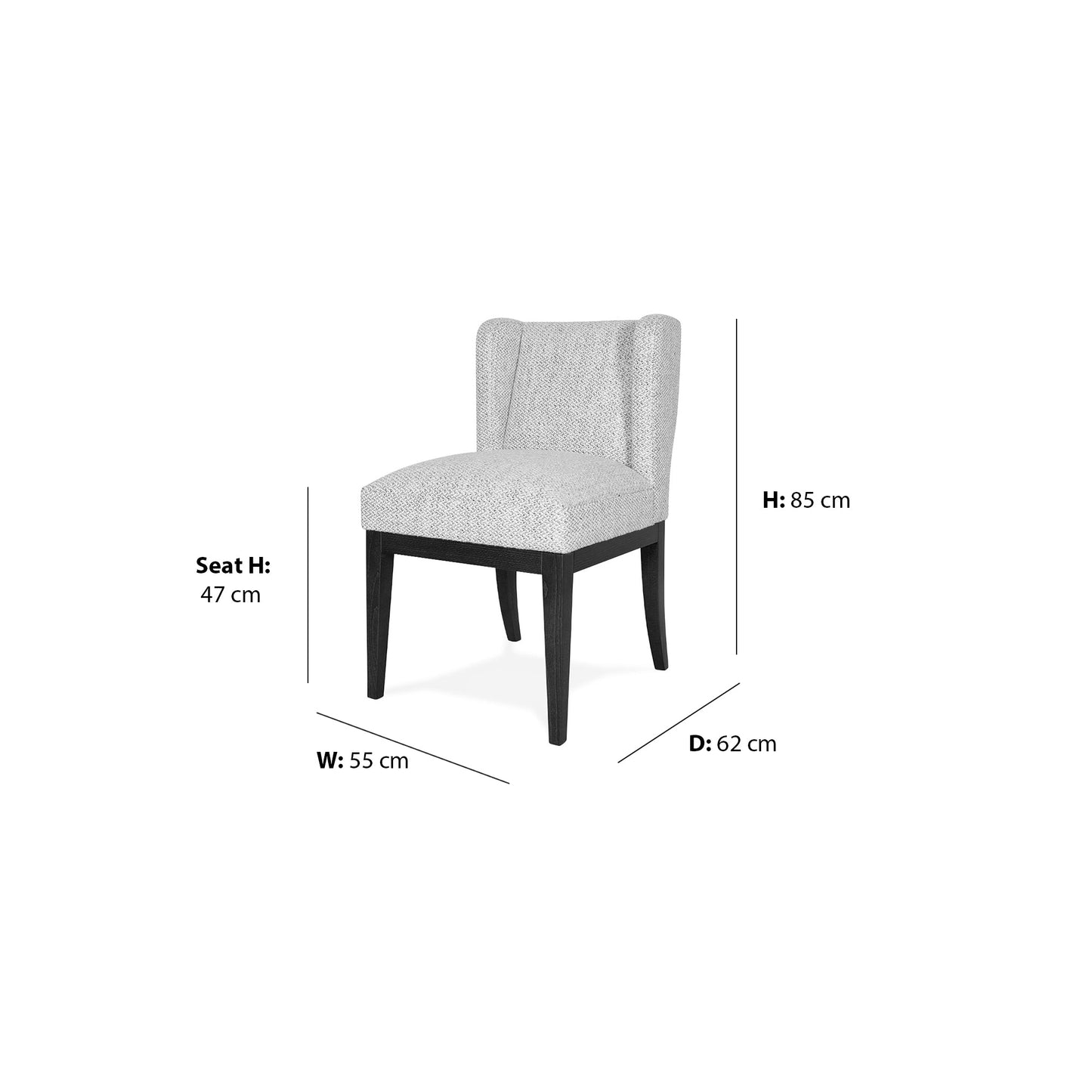 Sibila Dining Chair dimensions W55 x D62 x Seat H47 x H85 cm