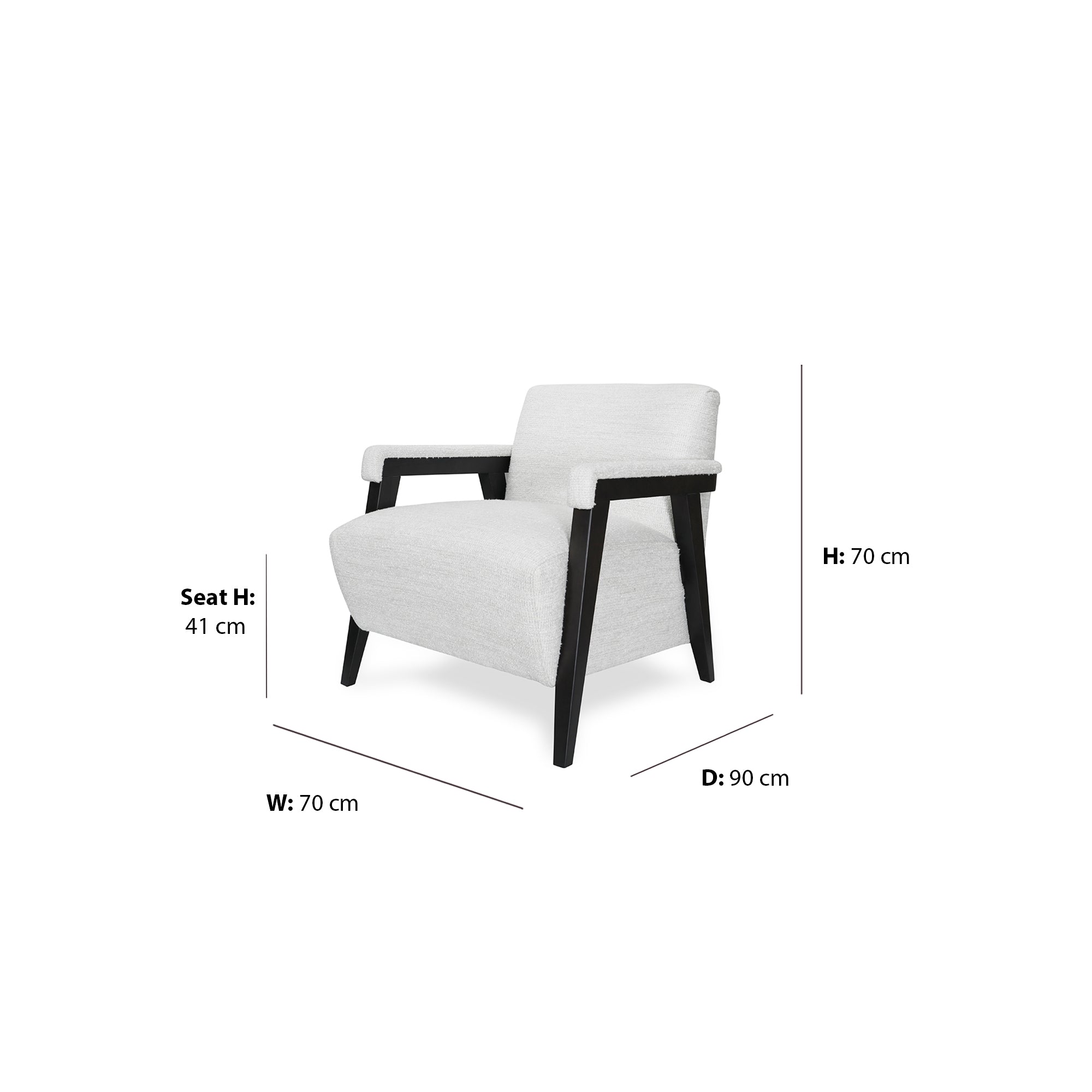 Soho Armchair dimensions W70 x D90 x Seat H41 x H70 cm